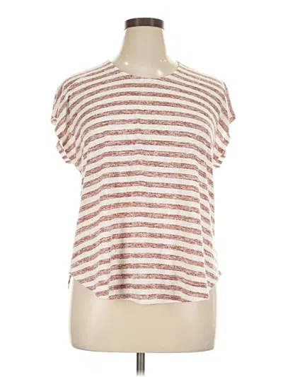 Pre-owned Bobeau Short Sleeve Top Brown Boatneck Tops