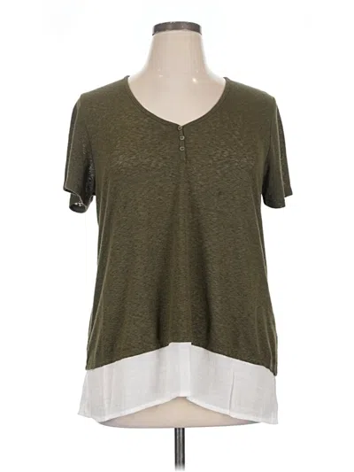 Pre-owned Bobeau Short Sleeve Top Green V Neck Tops