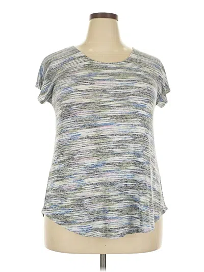 Pre-owned Bobeau Short Sleeve Top Silver Scoop Neck Tops
