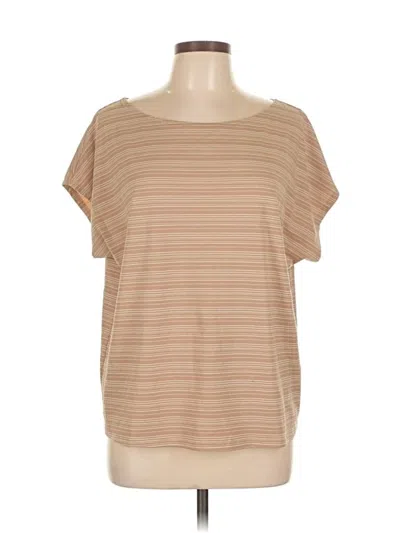Pre-owned Bobeau Short Sleeve Top Tan Boatneck Tops In Brown