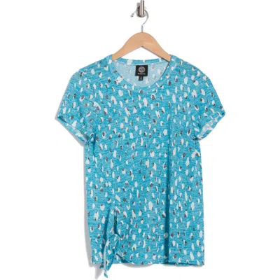 Bobeau Side Tie T-shirt In Teal Dalmatian