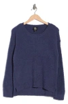 Bobeau Silky Plush Step Hem Sweater In Blue