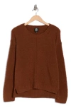 Bobeau Silky Plush Step Hem Sweater In Brown