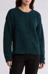 Bobeau Silky Plush Step Hem Sweater In Dark Peacock