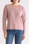Bobeau Silky Plush Step Hem Sweater In Mauve