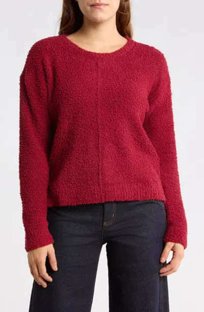 Bobeau Silky Plush Step Hem Sweater In Red