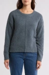 Bobeau Silky Plush Step Hem Sweater In Slate Grey