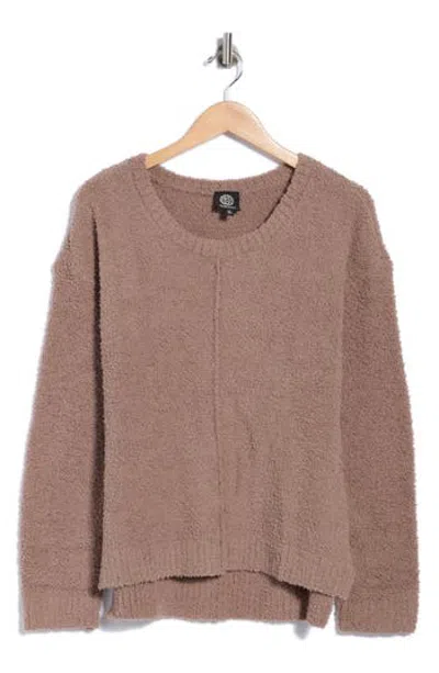 Bobeau Silky Plush Step Hem Sweater In Pink
