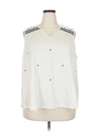 Pre-owned Bobeau Sleeveless Blouse In White