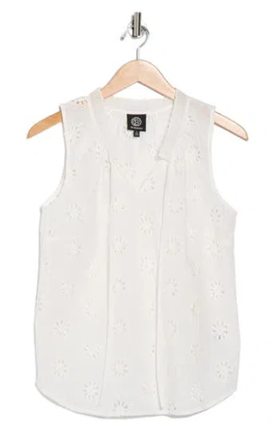 Bobeau Sleeveless Eyelet Top In White