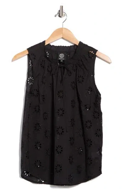Bobeau Sleeveless Eyelet Top In Black