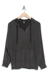 Bobeau Soft Rib Knit Hoodie In Black