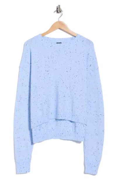 Bobeau Speckled Crewneck Sweater In Blue