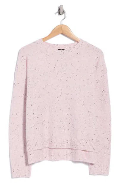 Bobeau Speckled Crewneck Sweater In Pink