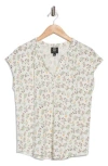 Bobeau Split Neck Top In Neutral