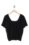 Bobeau Square Neck Short Sleeve Top In Black