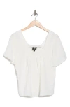 Bobeau Square Neck Short Sleeve Top In White