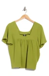 Bobeau Square Neck Short Sleeve Top In Green