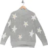Bobeau Star Mock Neck Pullover Sweater In Gray