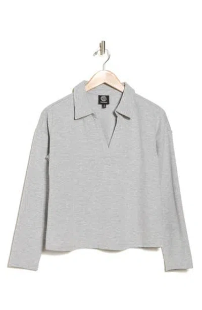 Bobeau Stella Collared Fleece Pullover In Heather Grey
