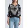Bobeau Stripe Button Front Crop Cardigan In Black