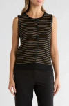 Bobeau Stripe Button-up Sweater Vest In Multi