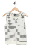 Bobeau Stripe Button-up Sweater Vest In White