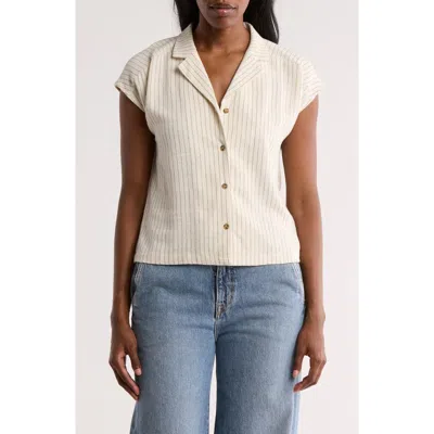 Bobeau Stripe Camp Shirt In Multi
