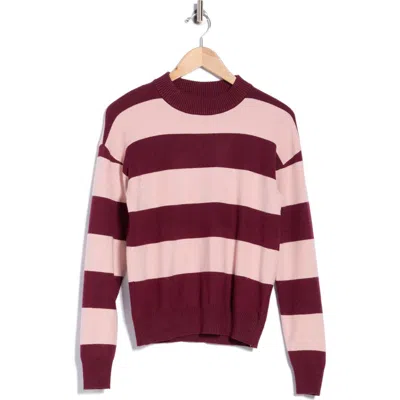 Bobeau Stripe Crewneck Sweater In Animal Print