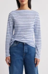 Bobeau Stripe Jacquard Boat Neck Knit Top