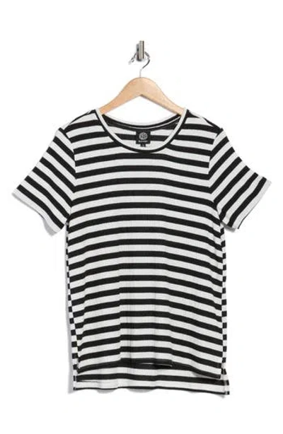 Bobeau Stripe Step Hem T-shirt In Multi