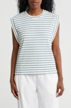 Bobeau Stripe Textured Knit Tank In Gold