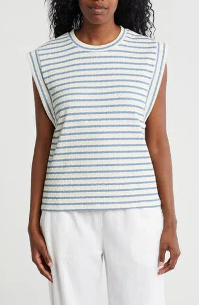 Bobeau Stripe Textured Knit Tank In Gold