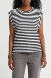 Bobeau Stripe Textured Knit Tank In Gold