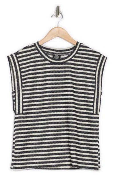 Bobeau Stripe Textured Knit Tank In Dk Navy/cream