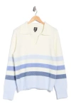 Bobeau Striped Collared Sweater In Multi
