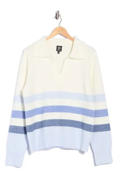 Bobeau Striped Collared Sweater In Multi