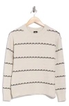 Bobeau Textured Stripe Crewneck Sweater In Nude