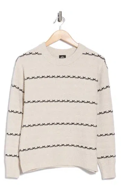 Bobeau Textured Stripe Crewneck Sweater In Nude