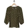Bobeau Three-quarter Sleeve Top In Green
