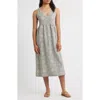 Bobeau Tie Back Sleeveless Midi Dress In Gray