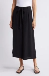 Bobeau Tie Waist Crop Wide Leg Pants In Black