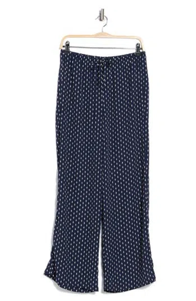 Bobeau Tie Waist Wide Leg Pants In Blue