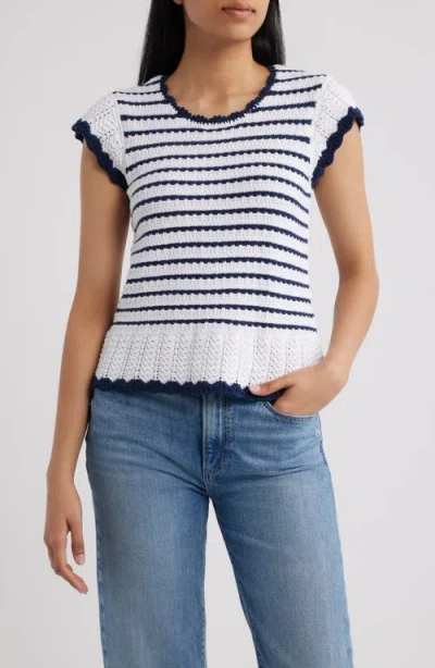 Bobeau Tipped Tie Back Sweater In White