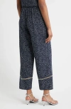 Bobeau Trim Inset Wide Leg Pants In Blue