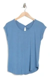 Bobeau Twist Back T-shirt In Denim Blue