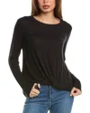 Bobeau Twisted Hem Top In Black