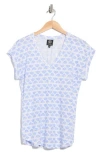 Bobeau V-neck Pleated Back T-shirt In Blue