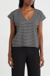 Bobeau V-neck Short Sleeve Top In Multi