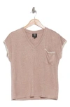 Bobeau Whipstitch Pocket T-shirt In Bark/natural
